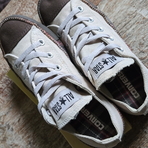 CONVERSE ALL STAR Beige Canvas with Tweed wrap. WMN 6 MENS 4 EUC UNISEX - Picture 4 of 12